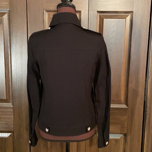 NWT Anthony Vaccarello Black Luxury Denim Military Style Moto Jacket 36 - Picture 5 of 7